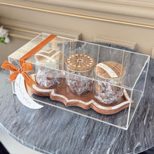 Load image into Gallery viewer, Gift Box of Mother of Pearl Tray with 3 Jars of Wrapped Chocolates &amp; Dates
