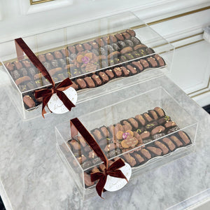 Gift Box of Silver Curves Tray With Chocolate Dates & Baklawa Chocolate