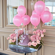 Load image into Gallery viewer, Dome Cake in Acrylic Gift Box &amp; Pink Flowers
