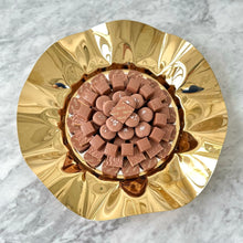 Load image into Gallery viewer, Artistic Waves Gold Round Flat Tray With Chocolates
