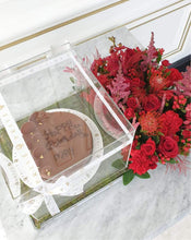 Load image into Gallery viewer, Chocolate Cake in Plexi Box with Flowers Tray
