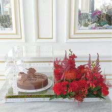 Load image into Gallery viewer, Chocolate Cake in Plexi Box with Flowers Tray
