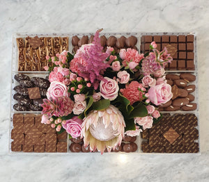 Large - Luxury Chocolate Collection Tray with Flowers