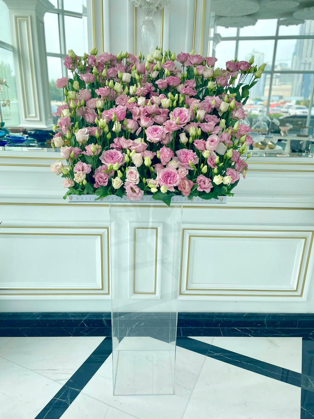 Luxury Pink Standing Flowers Arrangement