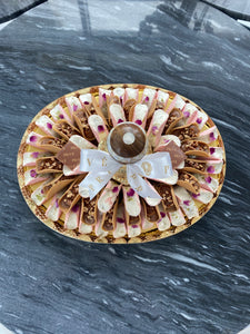 Gold Oval Tray With Mother of Pearl Handle