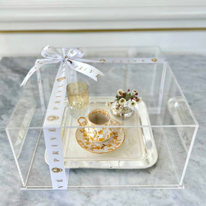 Two Coffee Sets Gift in Plexi Gift Boxes and Flowers Tray
