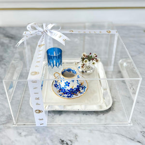 Coffee Set Gift in Plexi Box and Flowers Tray