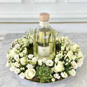 Diffuser or Candle with Round White Flower Arrangement