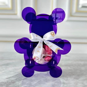 Plexi Tray with 6 Wrapped Big Gergean Bear with Mixed Wrapped Chocolates
