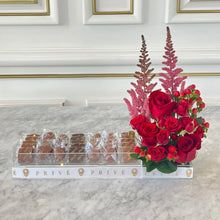 Load image into Gallery viewer, Wrapped Chocolates Gift Tray With Flowers on Side
