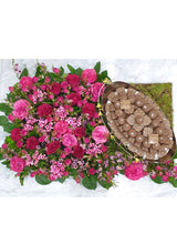 Load image into Gallery viewer, Luxury Pink Flower Bed with Bowl of Chocolates
