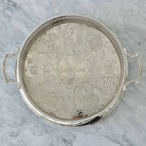 Luxury Antique Style Silver Tray Round