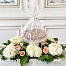 Load image into Gallery viewer, Luxury White Hydrangeas Arrangement with Glass Bowl of Chocolates
