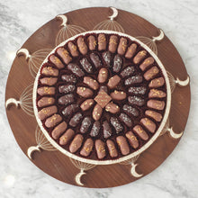 Load image into Gallery viewer, Elegant Syrian Mother of Pearl Mosque Tray with 2 Layers of Chocolate Dates
