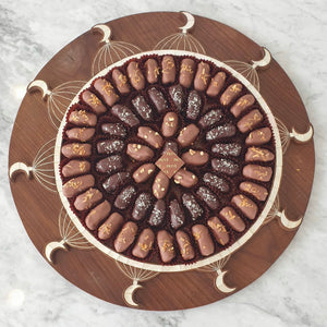 Elegant Mother of Pearl Mosque Tray with 2 Layers of Chocolate Dates