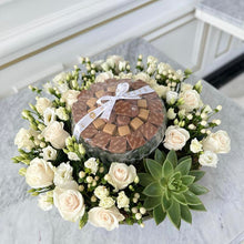 Load image into Gallery viewer, Crystal Chocolate Bowl with Round White Flower Arrangement
