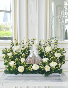Elegant White Flowers With Chocolate Bowl